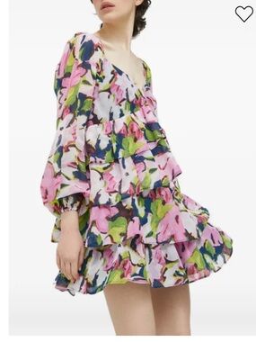 Abercrombie & Fitch Floral Print Tiered Mini Dress Long Sleeve Size XL Tall NWT